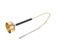 GOOHOCHY Portable Brass Temple Accessory Sound Buddhist Ritual Chime for Yoga and Room Meditation with Silver Finish Hand Bell for Energy Healers and Teachers