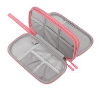 GOOHOCHY Portable Charger Bag for Travel Cable Organizer Case and Double Layer Design, Lightweight Oxford Cloth and Polyester Material, Easy to Clean Electronics Storage Pouch Data Pink