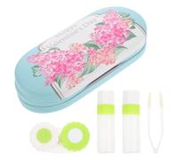 GOOHOCHY Portable Eyeglass Case with Two-in-one Design, Leak-Proof and Padded Pu Material, Suitable and Business Travel, Blue Colour Convenient Contacts and Sunglasses Storage