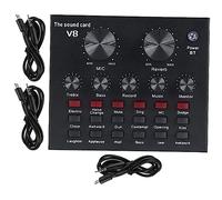 GOOHOCHY Professional Soundcard for Live Streaming with Condenser Microphone Set, Metal Music Mixer Board Featuring Reverberation Size Adjustment and Sound Effects for Music Recording