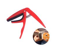 GOOHOCHY Professional Zinc Alloy Ukulele Capo Red, Single-handed Acoustic Ukelele Tuner Clamp for Soprano Concert Tenor Models, Clip-on Guitar Accessory for String Protection