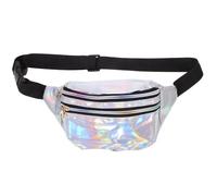 GOOHOCHY Pu Fanny Pack for Women Waist Bag with Practical Multi-Wearing Methods in Silver, Simple Design for Sports and Travel