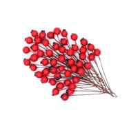 GOOHOCHY Realistic Artificial Cherry Fruit Berries Set 50pcs Fake Decorative Berries with Stems Red for Kitchen Christmas Decorations