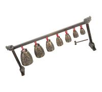 GOOHOCHY Retro Chinese Bells Instrument Chime with Seven Round Bells Antique Percussion for Adults Home Decor and Focus Enhancement