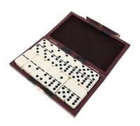 GOOHOCHY Retro Domino with Wooden Case Tabletop Game Prop for Family Fun Vintage Style Blocks for Adults Festival and