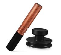 GOOHOCHY Rubber Sound Bowl Suction Tool with Lifting Handle Leather Wrapped Stick 8.4cm Suction Cup Compact and Portable For Buddhist Singing Bowl Meditation and Healing