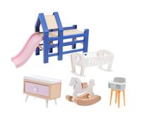 GOOHOCHY Scale Bedroom with Cradle Slide and Stool Safe and Engaging Pretend Play for Homes and Preschools