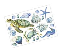 GOOHOCHY Sea World Pattern Cartoon Wall Stickers PVC Self-Adhesive Fish Turtle Decals for Bedroom Living Decor Electrostatic Animal Clings for Smooth Surfaces