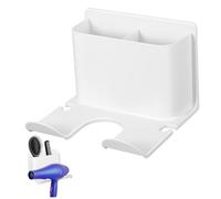 GOOHOCHY Self Adhesive Hair Dryer Holder Wall Mount with Cord Notch Multi Functional Bathroom Storage Rack for Hair Dryers Curling Irons Brushes Minimalist Organizer for Vanity and Washroom