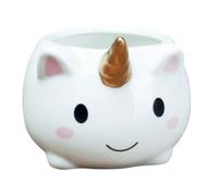 GOOHOCHY Small Bonsai Flower Pot Ceramic Unicorn-Shaped Decorative Planter Creative Artistic Desktop Plant Container for Garden and Kitchen Decoration with Fine Workmanship