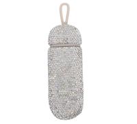 GOOHOCHY Small Waterproof Travel Medicine Organizer Bottle with 3 Compartments, Portable Plastic Pill Box for Daily Supplies, Bling Rhinestone Design Suitable for Nursing and Outdoor Use