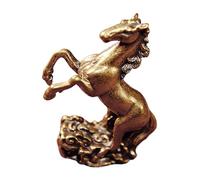GOOHOCHY Solid Brass Mini Horse Statue with Cloud Motif Feng Shui Ornament for Success and Fortune Chinese Zodiac Decor for Home and Office Figurine Symbolizing Ambition and Growth