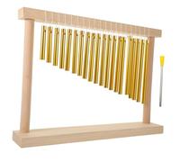 GOOHOCHY Solid Copper Tube Wind Chimes with Wooden Frame Wind Chime Accompaniment Supply Cultivating Visual and Auditory Skills without Burrs, Gold Colour Tabletop Performance Instrument