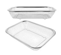 GOOHOCHY Stainless Steel Fine Mesh Kitchen Sink Basket 2Pcs, Thickened Draining Strainer for Fruits and Vegetables, Over Sink Multipurpose Basket for Food Prep and Household Use