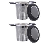 GOOHOCHY Stainless Steel Tea Infuser 2.95inch with Fine Mesh 2pcs and Silicone Double Handle Loose Leaf Tea Strainer Basket for Brewing, Minimizing Residue and Reliable Insulation