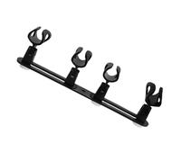 GOOHOCHY Universal Aluminum Double Rod Microphone Mount Rack 4 Mic Holder Clips and Clamp-On Stand Support for Desktop Podcast Karaoke Wireless Microphones