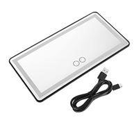 GOOHOCHY Vanity Mirror Wide Mirror for Car Makeup Portable with Light Women LED Light Lighted Automotive Vehicle Cosmetic Hand Held Abs Black