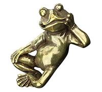 GOOHOCHY Vintage Brass Frog Sculpture Miniature Statue Desk Ornament for Office Tabletop and Shelf Decorative Figurine Accent