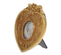 GOOHOCHY Vintage Heart Shaped Resin Photo Frame with Embossed Design Retro Antique Style Desktop Picture Holder for Wedding Family Portraits and Home Decor Outer