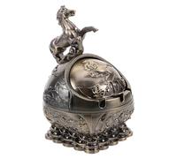 GOOHOCHY Vintage Windproof Metal Ashtray with Lid for Office Decor and Room Decoration, Easy to Clean Coffee- Ashtray Featuring Stylish, Elegant Design for Family and Friends