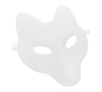 GOOHOCHY White Fox Female Mask DIY Blank PU Leather Halloween Party Mask Cosplay Accessory Masquerade Costume for Dress-Up and Festival