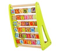 GOOHOCHY Wooden Alphabet Learning with Number Flip Board Rack for Educational Cartoon Letter and Math Cognition Smooth Edges Safe for Hand-eye Coordination and Spatial Imagination