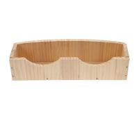GOOHOCHY Wooden Feeder for Hamster and Chinchilla with Fixator, Large Capacity Khaki Wood Feed Groove Designed to Reduce Waste and Easy to Eat, Suitable for Hanging and Secured Feeding