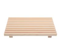 GOOHOCHY Wooden Vanity Tray with Riser for Bathroom and Kitchen, Space-saving Rectangular Soap and Dish Holder with Smooth Finish and Natural Wood Grain, Rustic Farmhouse Style for Table