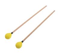 GOOHOCHY Yarn-wrapped Wood Xylophone Mallets Yellow Pair for Marimba Glockenspiel, Soft Strike Percussion Sticks for Ensemble Practice