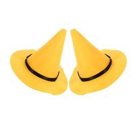 GOOHOCHY Yellow Felt Witch Hat for Women with Wide Brim and Pointed Cone Shape, Sturdy Felt Blend Material, Classic Medieval Style for Halloween Party and Stage Cosplay