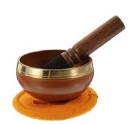 GOOHOCHY Yoga Meditation Copper Singing Bowl Set with Mallet and Pad for Mindfulness and Relaxation in Meditation Sessions Orange Colour