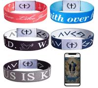 Goohopsun Daily Bible Verse Bracelets Scan with NFC Function, Waterproof Design, Jesus is King Scripture Bible Bracelet for Men and Women, Faith Over Fear Inspirational Faith Gift, M, Polyester, no