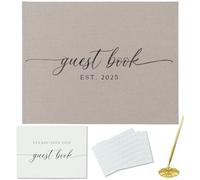 Gooji 2025 Linen Wedding Guest Book for Your Wedding Reception - Simply Elegant Guestbook to Sign in and Add Polaroid Photos - The Perfect Wedding Or Baby Shower Guest Book (Beige)