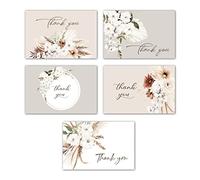 Gooji 4x6 Boho Floral Thank You Cards with Envelopes Bulk 20-Pack Matching Envelopes Assorted Watercolor Birthday Party, Baby Shower, Bridal, Weddings, Blank Notes Business Stationary