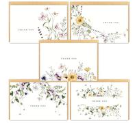 Gooji 4x6 Floral Thank You Cards with Envelopes Bulk 20-Pack Matching Peel-and-Seal Rustic Envelopes, Watercolor, Birthday, Baby Shower, Weddings, Blank Notes Business Stationary