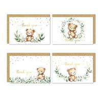 Gooji 4x6 Greenery Bear Thank You Cards with Envelopes (Bulk 20-Pack) Matching Peel-and-Seal Rustic Envelopes | Assorted Bulk, Watercolor Wildflower | Birthday Party, Baby Shower, Weddings, Greeting,