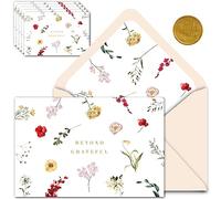 Gooji 4x6 Prairie Beyond Grateful Floral Thank You Cards with Envelopes Baby Shower Thank You Cards Girl (Bulk 20-Pack) Watercolor, Bridal Shower, Weddings, Blank Notes, Small Business