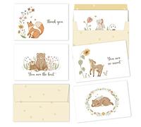 Gooji 4x6 Woodland Thank You Cards with Envelopes 20 Pack Matching Peel-and-Seal Envelopes, Assorted Bulk, Animal, Birthday Baby Shower Weddings Greeting Blank Notes Business Box Stationary
