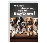 Gooji 5x7 Dogs Birthday Card, Funny Humorous Cute Card for Wife Husband Teenage Young Boy Girl Men Women Adult, Golden (Age)