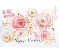 Gooji 5x7 Floral Happy Birthday Card - Birthday Cards for Women - For Daughter, Wife, Mom, Friend, Grandma & More - Heartfelt Card with Pink Watercolor Flowers (Blush Bloom) Gold Foil