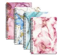 GOOKALA A5 Spiral Lined Notepad,4 Pack Spiral Notebook Wirebound Notebooks 80 Sheets(160 Pages)/Per Pack A5 Sketch Book Reporters Notepad for Office Travel School Drawing Marble Light Color