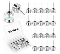 GOOLADA 20 Set Silver Magnetic Push Pins, Thumbtacks for Hanging, Poster Hanger, Push Pin Plips, Wall, Bulletin Board, Cubicle Accessories