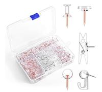 GOOLADA 275pcs Clear Push Pins,5 Types Clear Thumb Tacks, Plastic Head Thumbtacks, Tacks, TACS, Push Pins for Bulletin Board, Wall, Cork Board, Shadow Box Accessories