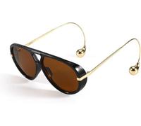 Goolecrimp Mens Womens Oversized Sunglasses with Earrings Retro Cool 2025 Fashion Large Frame Double Beam Sunglasses (color 3,One size)