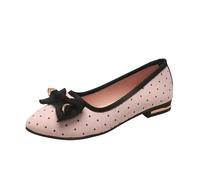 Goolecrimp Women's Elegant Cute Polka Dot Bowknot Mary Jane Flats (B,4)