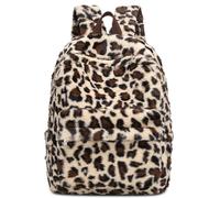 Goolecrimp Women's Small Plush Backpack Leopard Print Backpacks Mini Casual Fashion Handbags for Leisure Travel School Work University (Yellow,38 * 28 * 11cm)