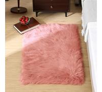 Goolela Pink Fluffy Fur Rug Small Pink Fuzzy Furry Faux Fur Carpet 2x3 for Girls Bedroom Playroom Decor Cute Plush Washable Rectangle