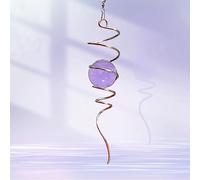 Goollyrusim Gazing Ball Spiral Tail with Purple Glass Orb, Wind Spinners Stabilizer, Stainless Steel Wind Spinner Tail, Outdoor Décor, Hanging Garden Sculptures Decoration Ornament 13inch Height