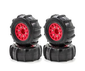 GoolRC RC Paddle Tires, 4PCS Off Road Snow Sand Rubber Tires Hex 12mm Wheels Replacement for 1/10 Short-Course Truck 727 Slash K1 RC Car (Red)