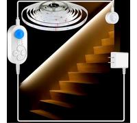 GOOMEEYA LED Strip with Dual Motion Sensor Indoor - Dual Dimmer and Timer Stairs, Corridor Rooms (3000K, Warm White, 10M)